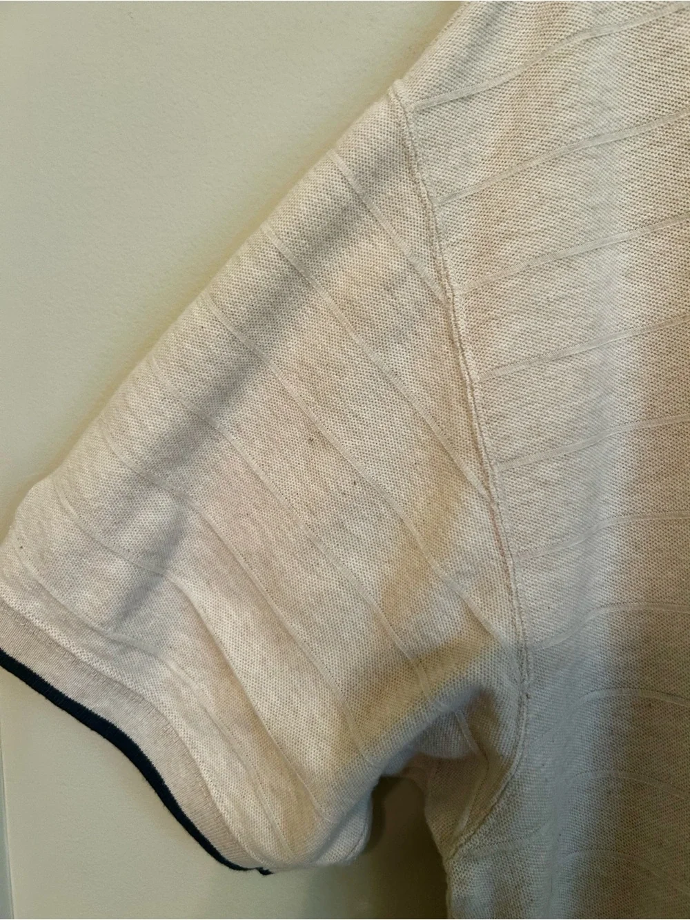 Chaps Ralph Lauren Men's Beige Polo Shirt with Black Trim